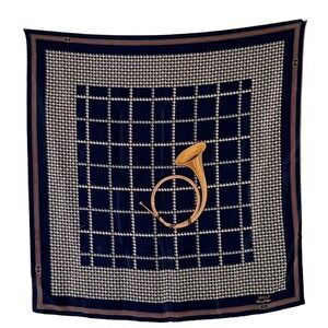 GUCCI ACCESSORY COLLECTION 100% SILK SCARF FRENCH HORN 90